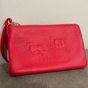 COACH red leather wristlet